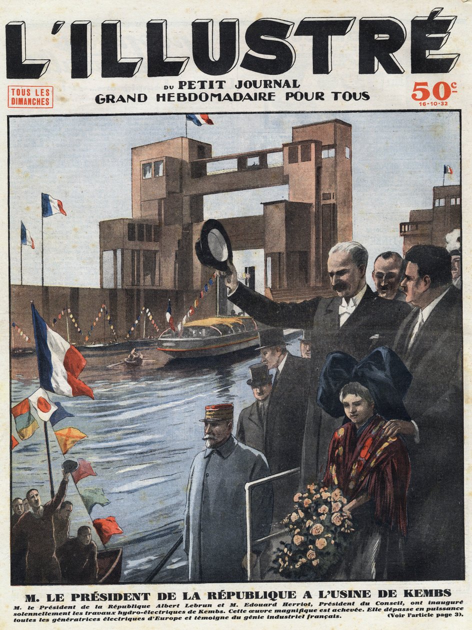 Fransız endüstrisi: Cumhuriyet başkanı Albert Lebrun (1871-1950) ve konsey başkanı Edouard Herriot (1872-1957), Alsace