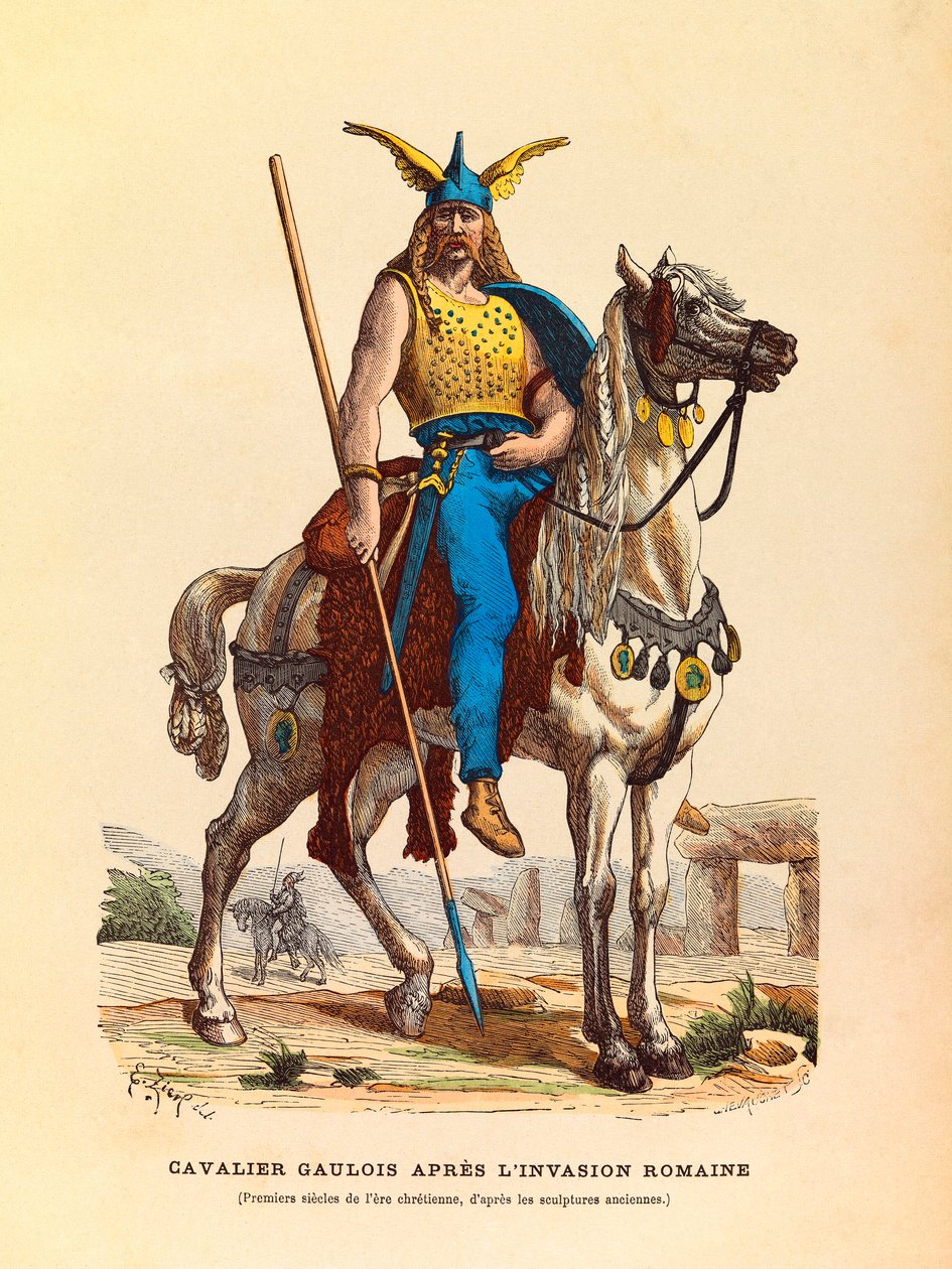 Roma istilasından sonra Galyalı binici (Hıristiyanlık döneminin ilk yüzyılları), gravür - özel koleksiyon by Anonymous Anonymous
