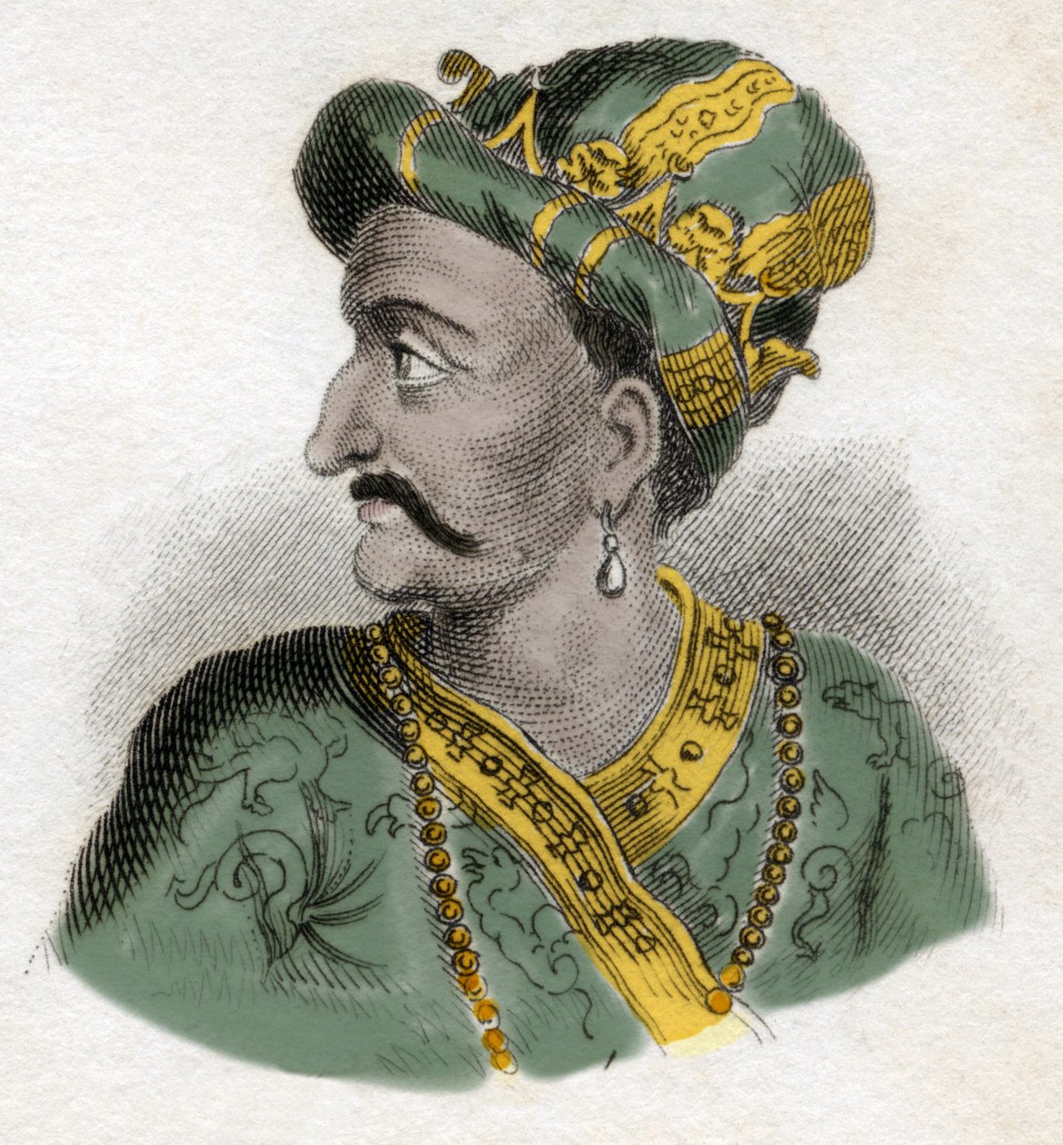 Büyük Moğol (Mogol veya Moğol) (muhtemelen Aurangzeb (1618-1707), Alamgir olarak da bilinir) (Abu Muzaffar Muhiuddin Muhammed Aurangzeb Alamgi) - 19. yüzyıl gravürü - Milanese by Anonymous Anonymous