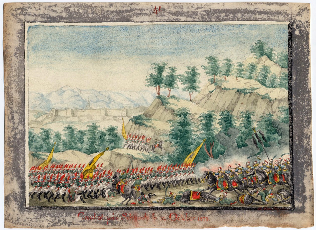 Guerre russo-turque de 1828-1829 - 1828'de Şumnu Kalesi Kuşatması - Anonim - 1829 - Kağıt üzerine suluboya - 22x30 - Özel Koleksiyon by Anonymous Anonymous