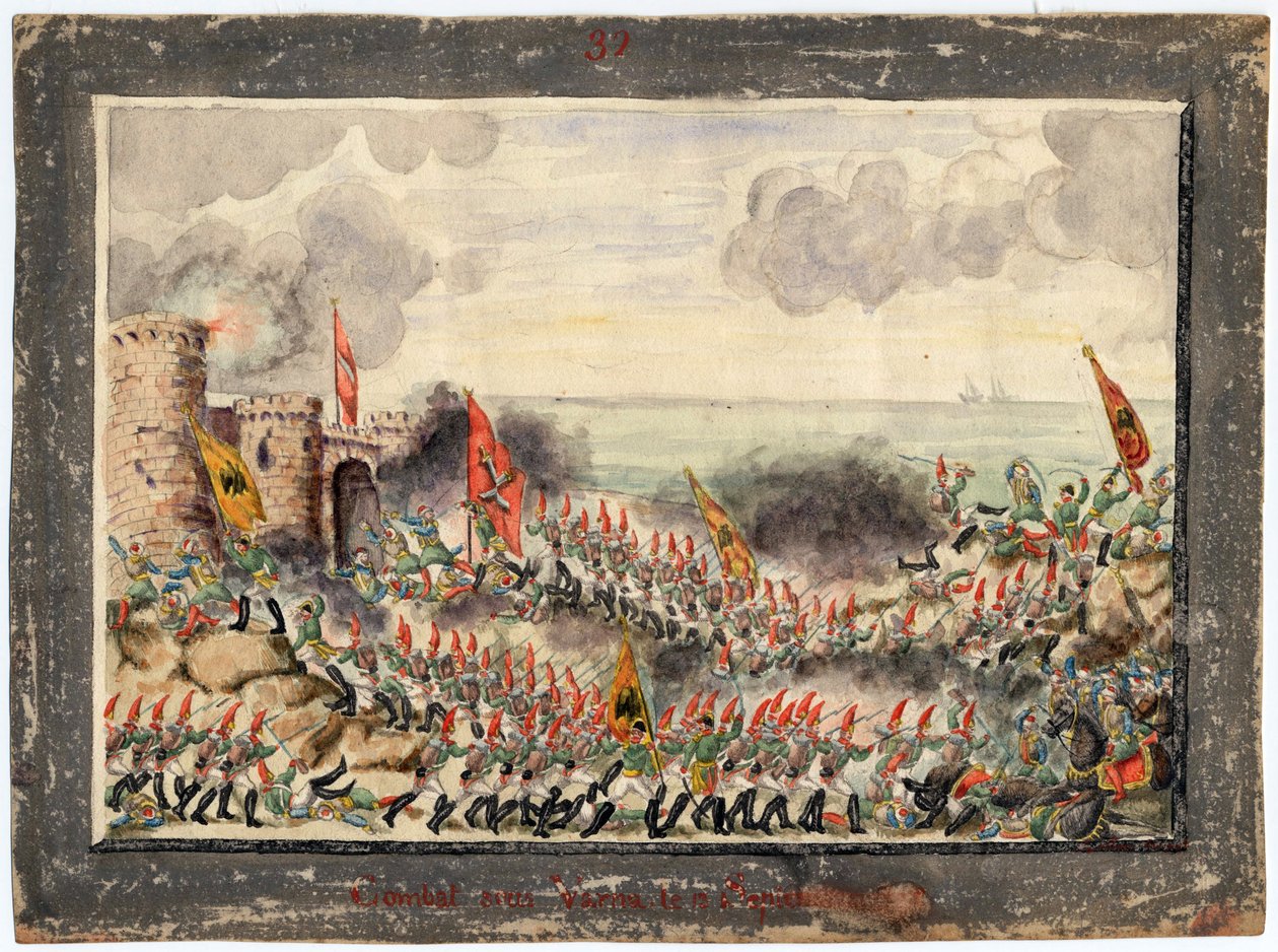 Guerre russo-turque de 1828-1829 Eylül 1828'de Varna Kuşatması - Anonim - 1829 - Kağıt üzerine suluboya - 21x29,3 - Özel Koleksiyon by Anonymous Anonymous