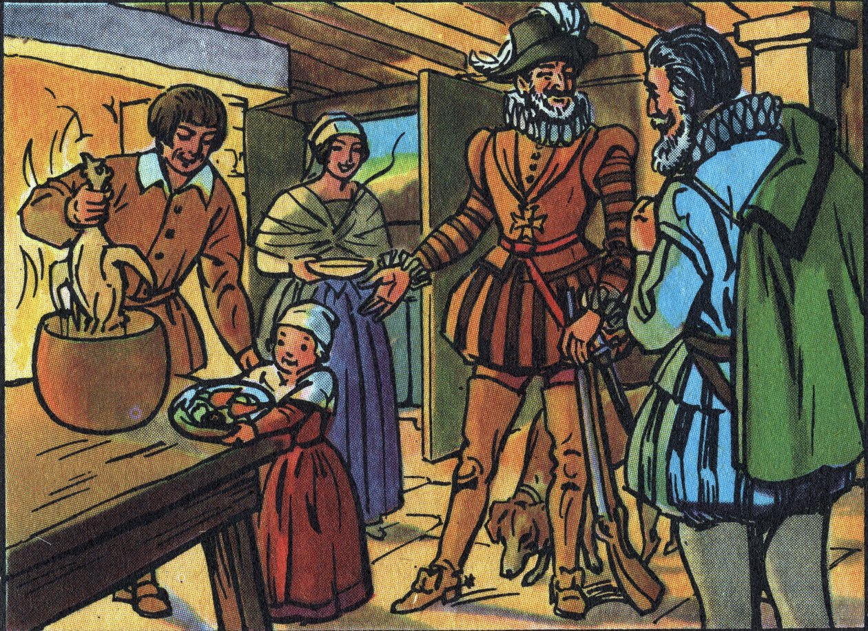 Henry IV ve tenceredeki tavuk. “Fransa Hükümdarları ve Devlet Başkanları Koleksiyonu”nda anonim illüstrasyon. 20. yüzyıl. Özel koleksiyon. by Anonymous Anonymous