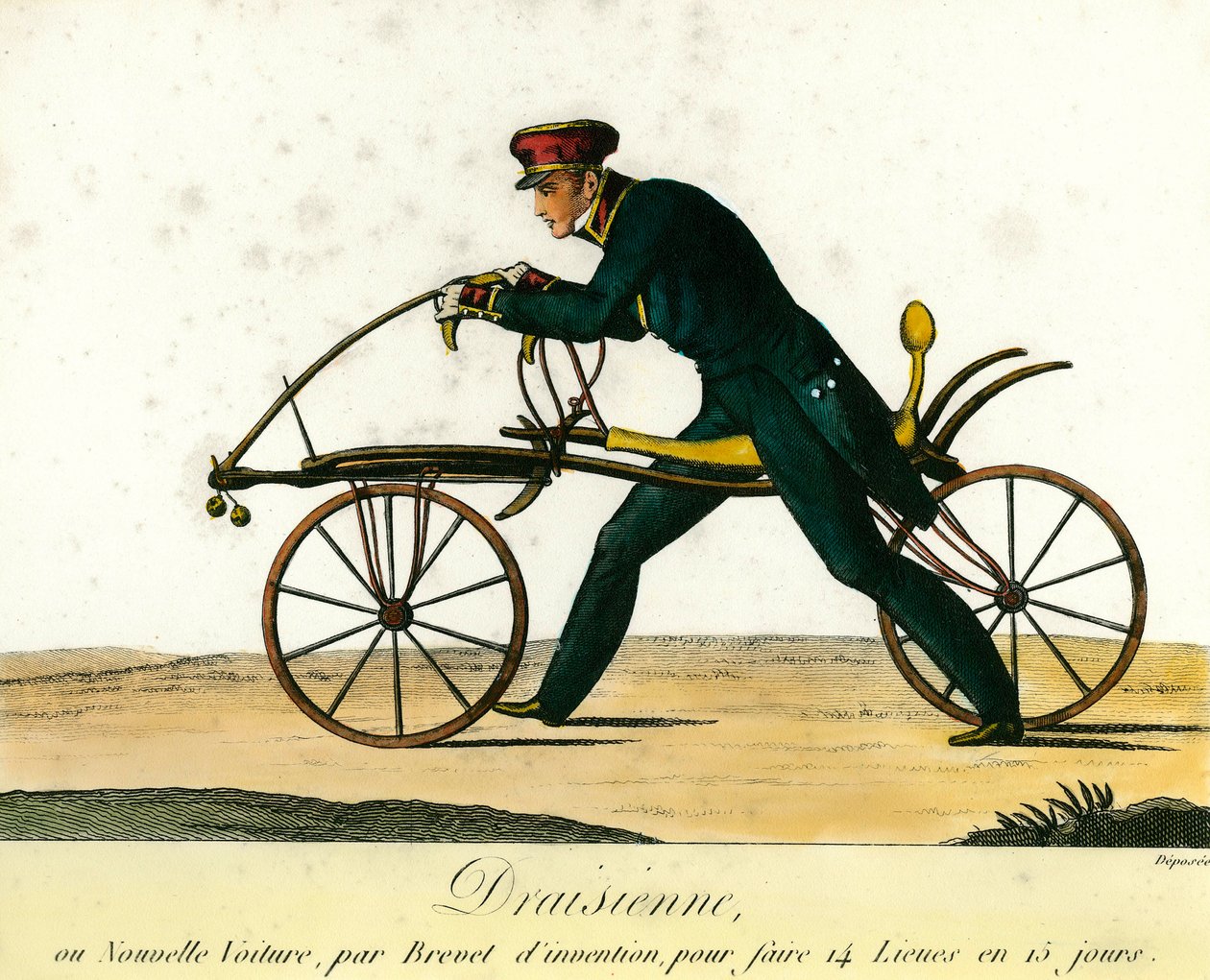 Bisikletin tarihi: draisienne, 1818 civarında çok popüler yeni bir araba. 1818