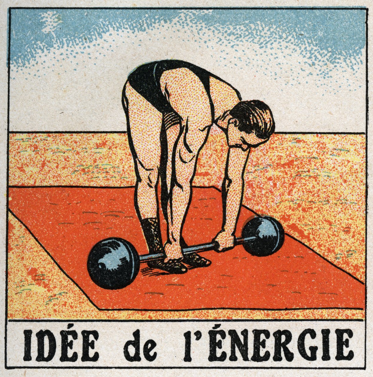 Enerji fikri: ağırlık kaldıran atlet. 1925