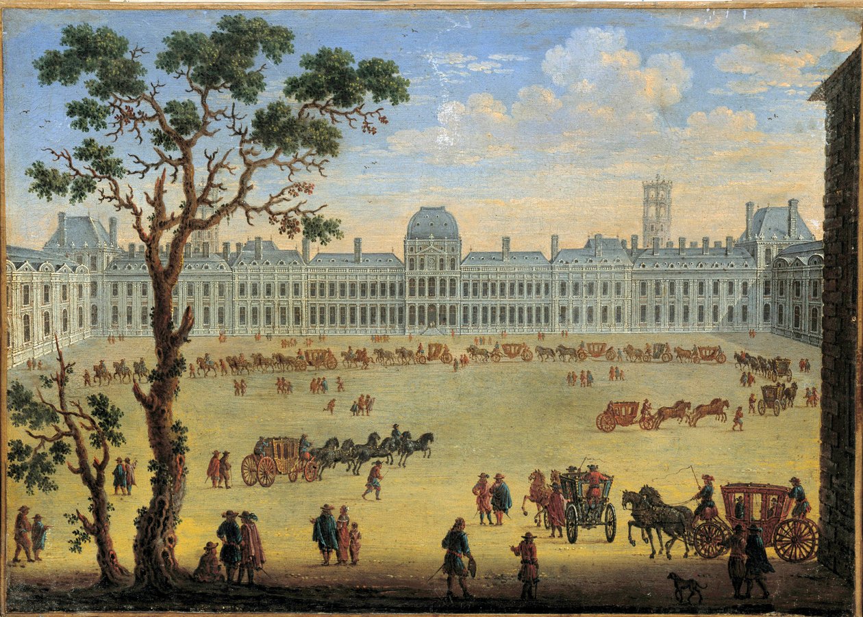 Saray ve Tuileries Park Anonim tablosunun hayali görünümü. 17. yüzyıl. karartmak 0,35x0,49 m. by Anonymous Anonymous