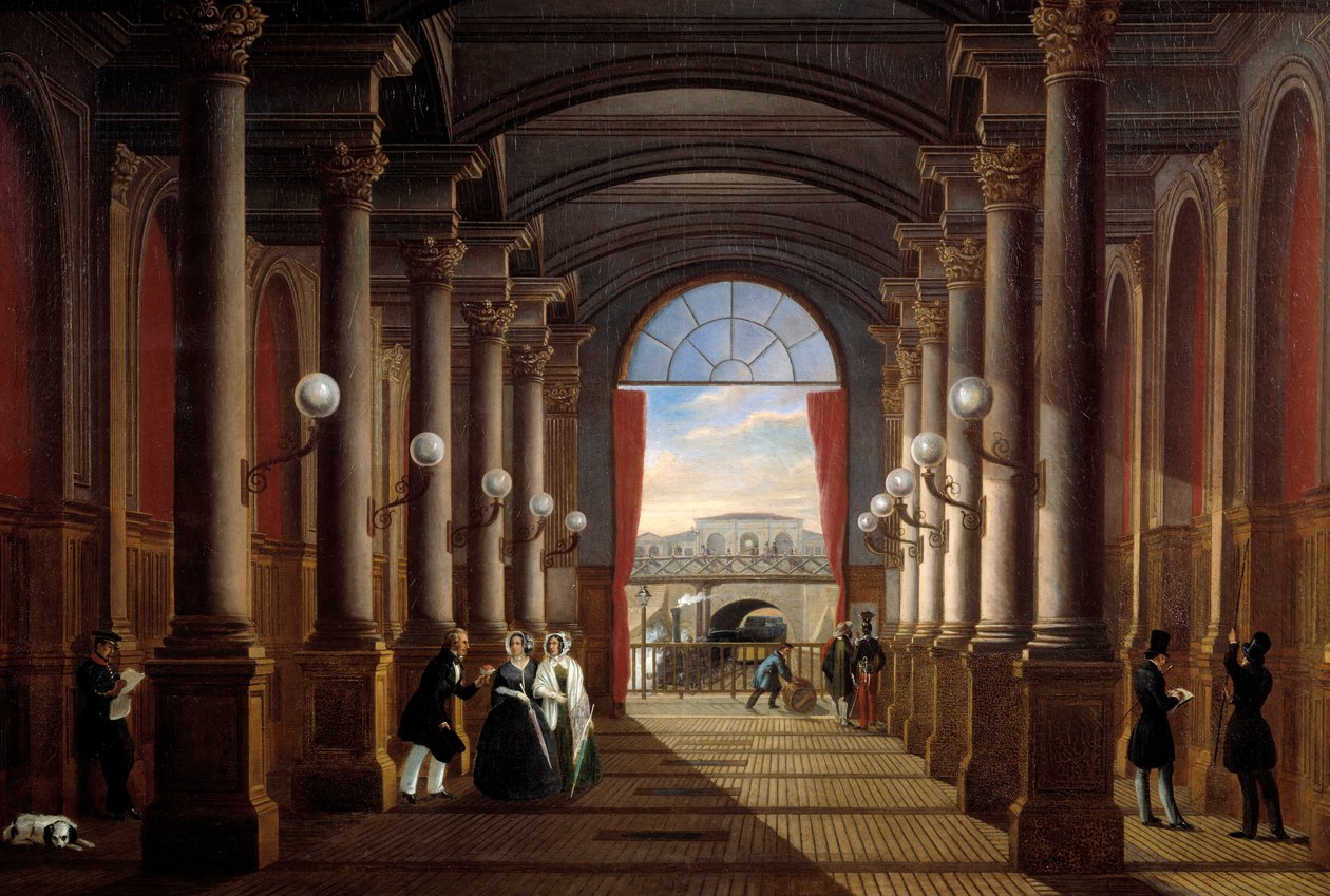 Eski istasyon Saint Lazare (Saint-Lazare) Anonim tablosunun iç görünümü. 1845 Güneş. 1,35x1,85 m Paris, Musee Carnavalet by Anonymous Anonymous