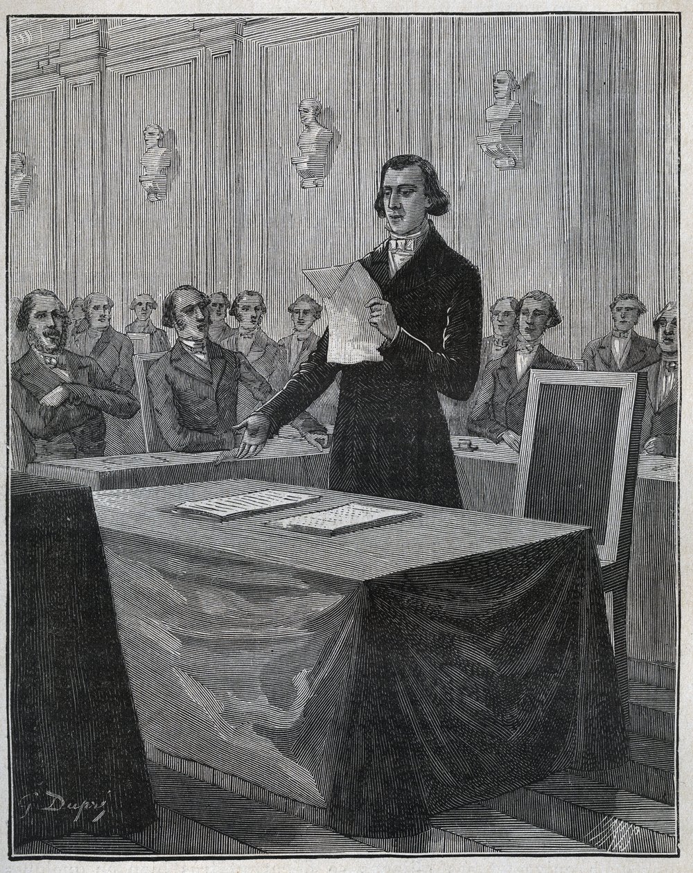 Jean Baptiste (Jean-Baptiste) Andre Dumas (1800-1884) Fransız kimyager, Ruolz ve Elkington icadı hakkındaki raporunu Bilimler Akademisine sundu. Adolphe BITARD