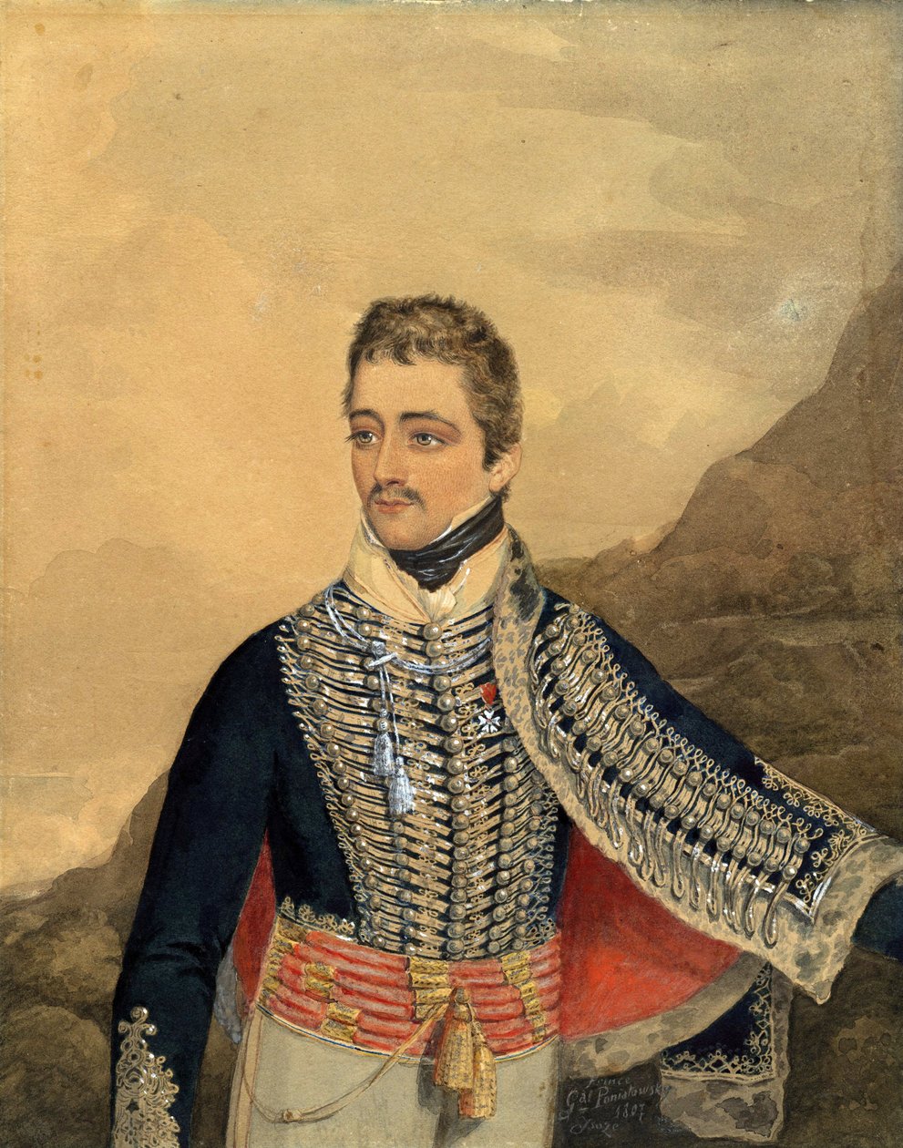 Jozef Antoni Poniatowski (1763-1813) - Prens Jozef Poniatowski - Anonim - 1807 - Suluboya, Kağıt Üzerine Guaj - 26,5x21 - Özel Koleksiyon by Anonymous Anonymous