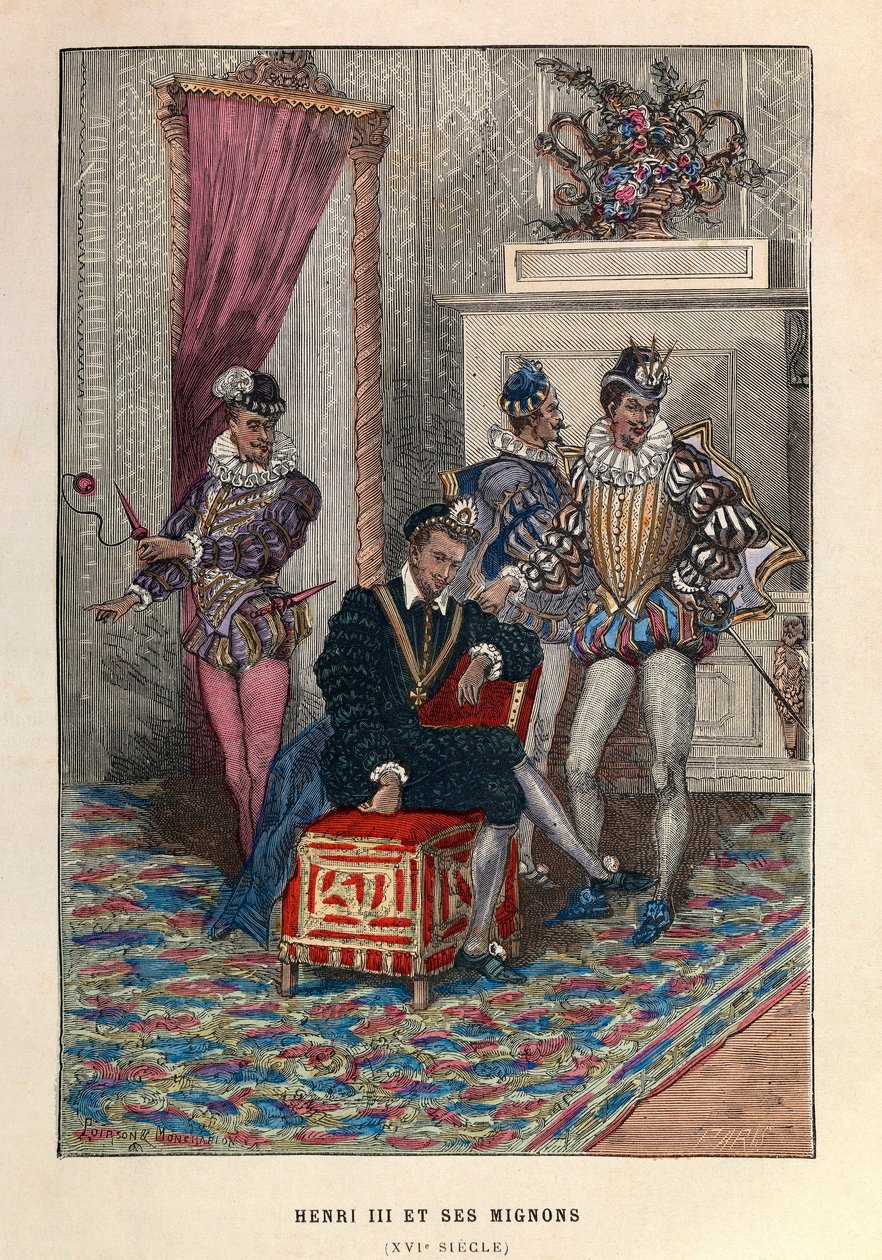 Kral Henry III (1551 - 1589) ve Mignon - Fransa Kralı Henry III ve favorileri 16. Yüzyıl - özel koleksiyon by Anonymous Anonymous