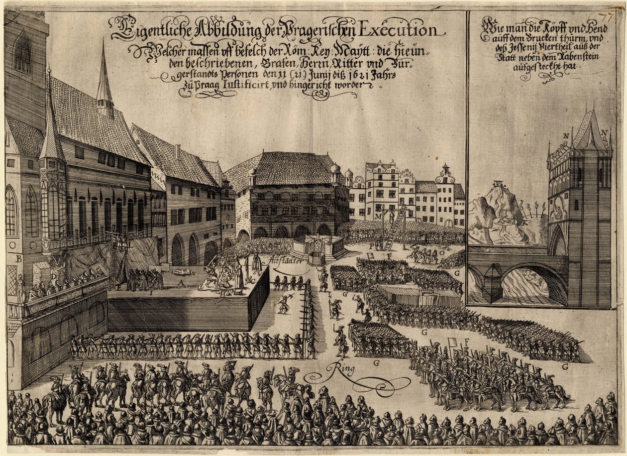 Otuz Yıl Savaşları - 21 Haziran 1621'de Prag'daki Eski Şehir Meydanı'nda 27 C Çek Lordunun İnfazı - 21 Haziran'da Prag'daki Eski Şehir Meydanı'nda 27 Protestan Liderin İnfazı by Anonymous Anonymous