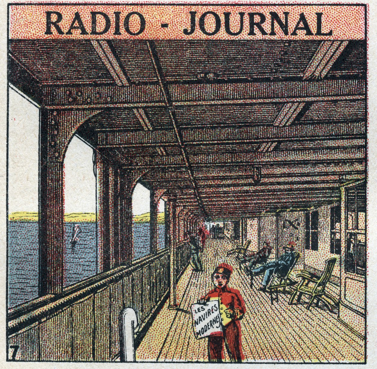 La T.S.F.: radyo - gazete. Bir astar üzerinde gazete satıcısı. 1925