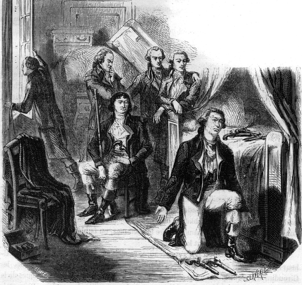 31 Mayıs 1793 gecesi Girondinler (Girondinlerin düşüşü) - Alphonse de Lamartine (1790-1869) 1865-1866 tarafından “Histoire des Girondins” deki gravür - Özel koleksiyon by Anonymous Anonymous