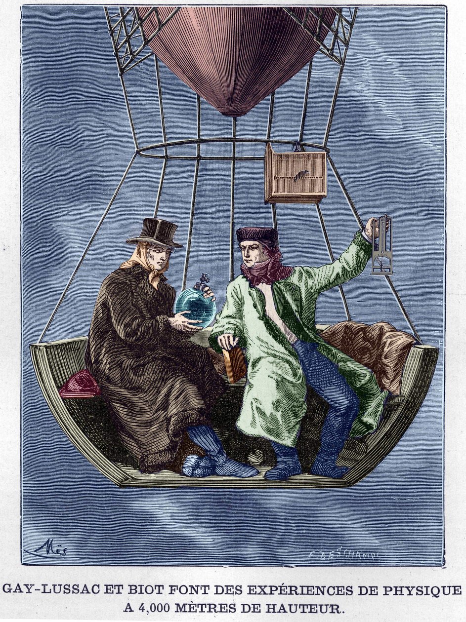 Louis-Joseph Gay-Lussac (Louis Joseph Gay Lussac) ve Biot, 4.000 metre yükseklikte fizik deneyleri yapıyorlar - “Album de la Science; ünlü bilim adamları; Büyük keşifler””” 1896. by Anonymous Anonymous
