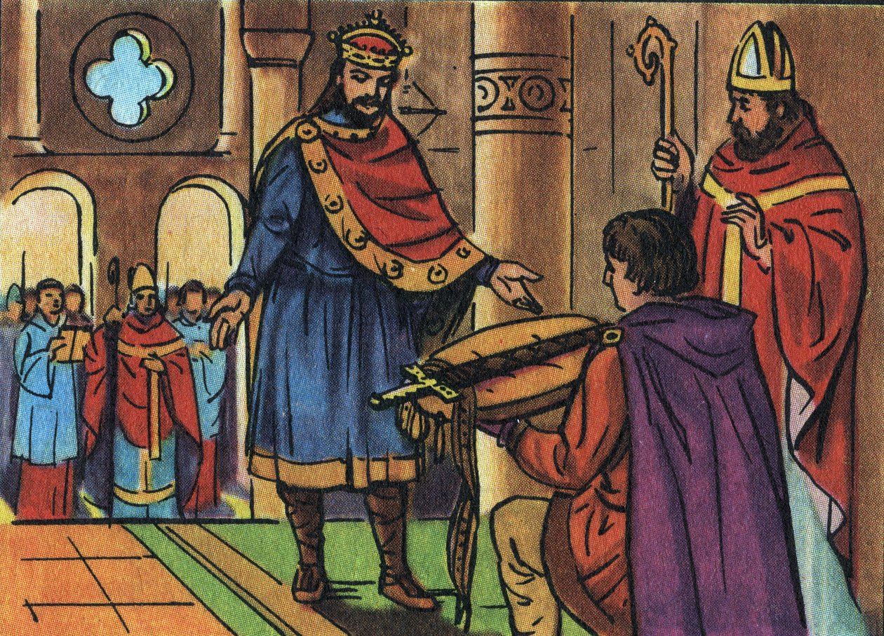 Dindar I. Louis veya Debonnaire (778-840), din adamları tarafından el konulan kılıcına geri döndü. “” Collection des souverains et Chefs d