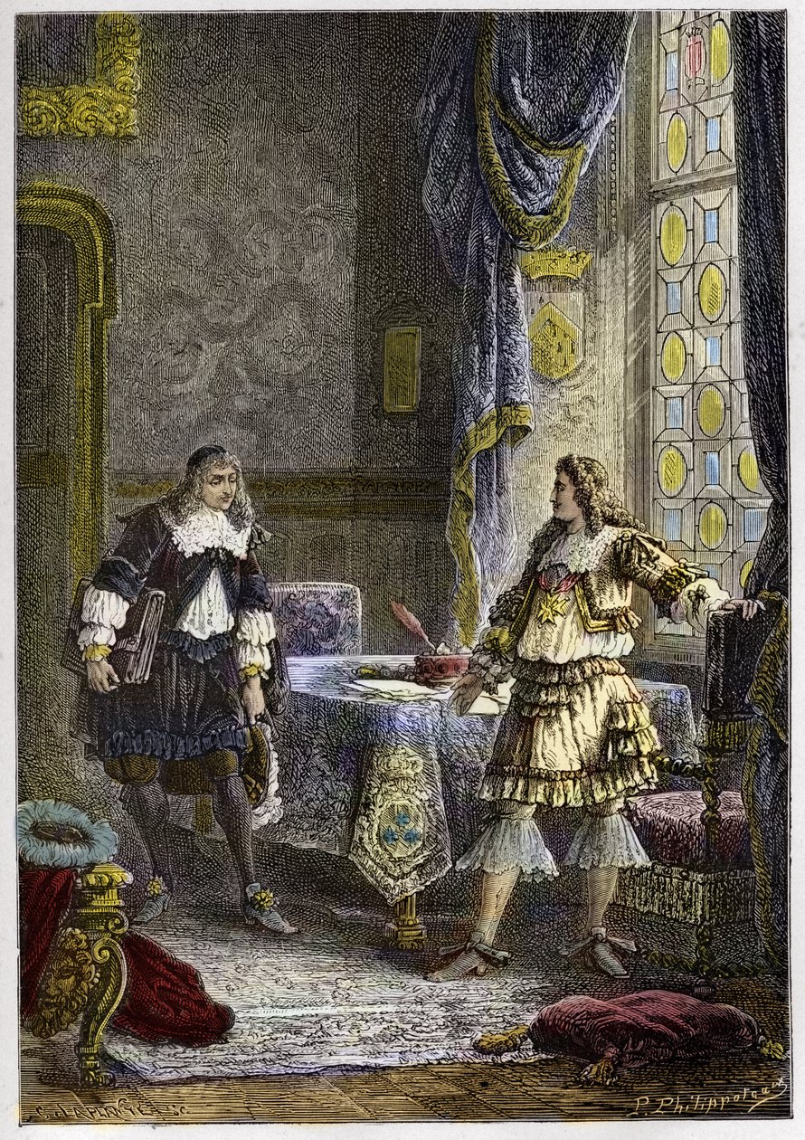 Louis XIV, Nicolas Fouquet'i görevden alıyor - Louis XIV, Maliye Müfettişi Nicolas Fouquet'yi görevden alıyor - “” L'histoire de France tellee a mes grandenfants”dan gravür - Francois Guizot - 1872-1876 by Anonymous Anonymous