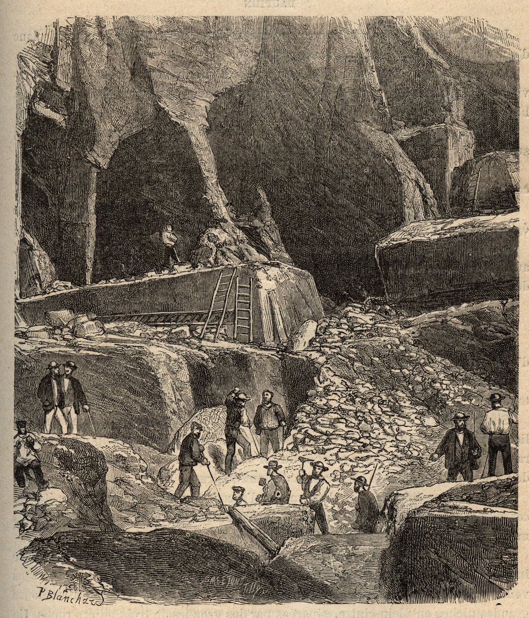 Saint-Genies (Saint Genies) mermer ocakları - Dordogne - “” PATRIE” üzerine gravür - AÇIKLAMA PINTUREQUIREQUE DE LA FRANCE EN 6 CİLT LUCIEN HUARD TARAFINDAN - 19. yüzyıl sonu by Anonymous Anonymous