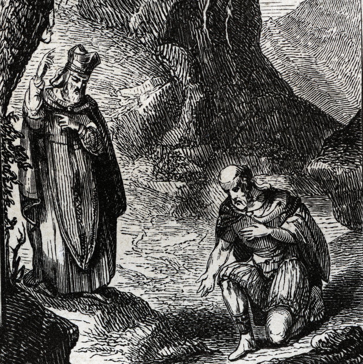 Martial de Limoges veya Saint Martial (3. yüzyıl) Kelt halkının liderini dönüştüren Lemovices - 1846 gravürü “Azizlerin Yaşamları””nda. Özel koleksiyon. by Anonymous Anonymous