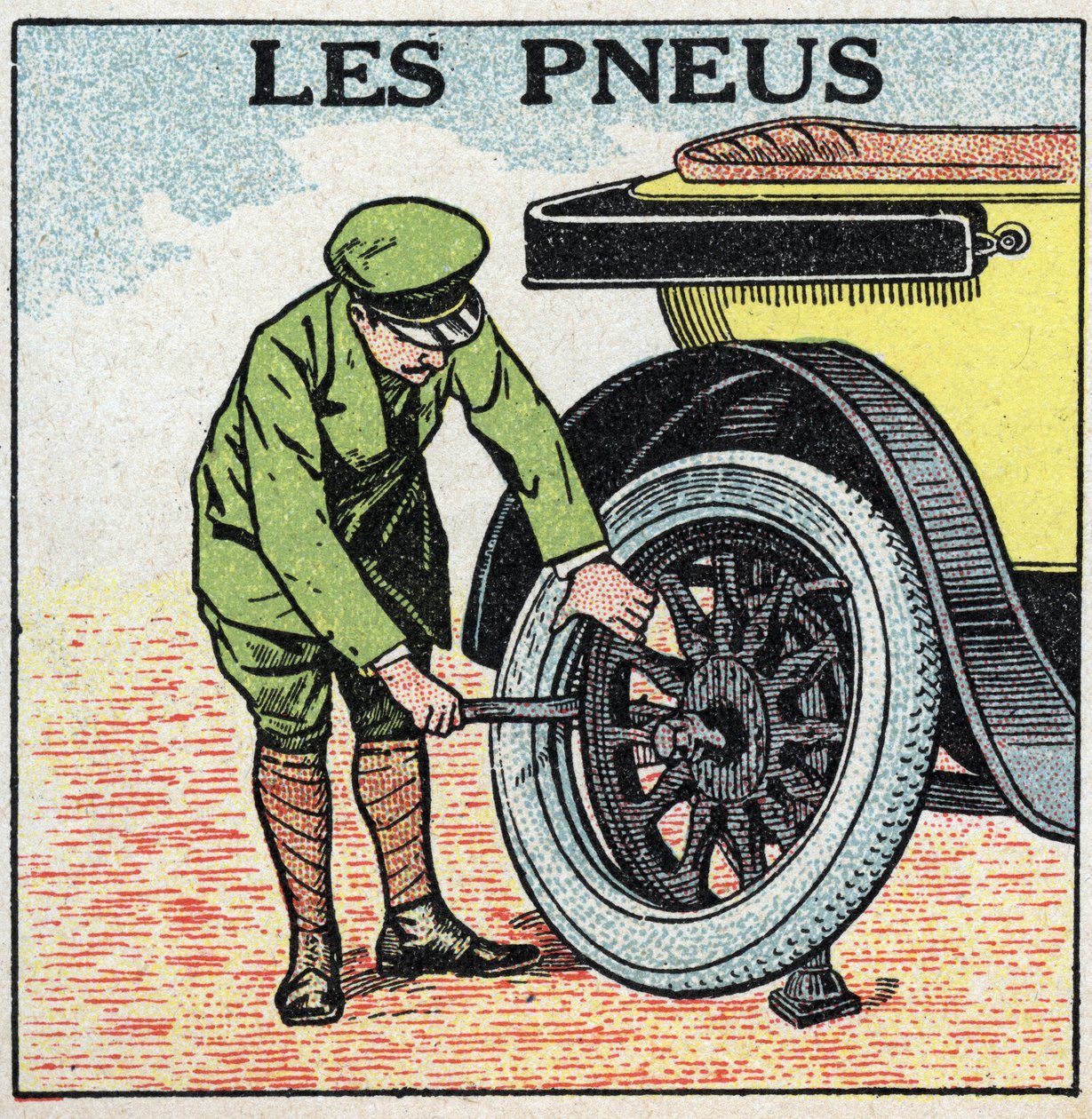 Mekanik çekiş: bir otomobilin lastikleri. 1925