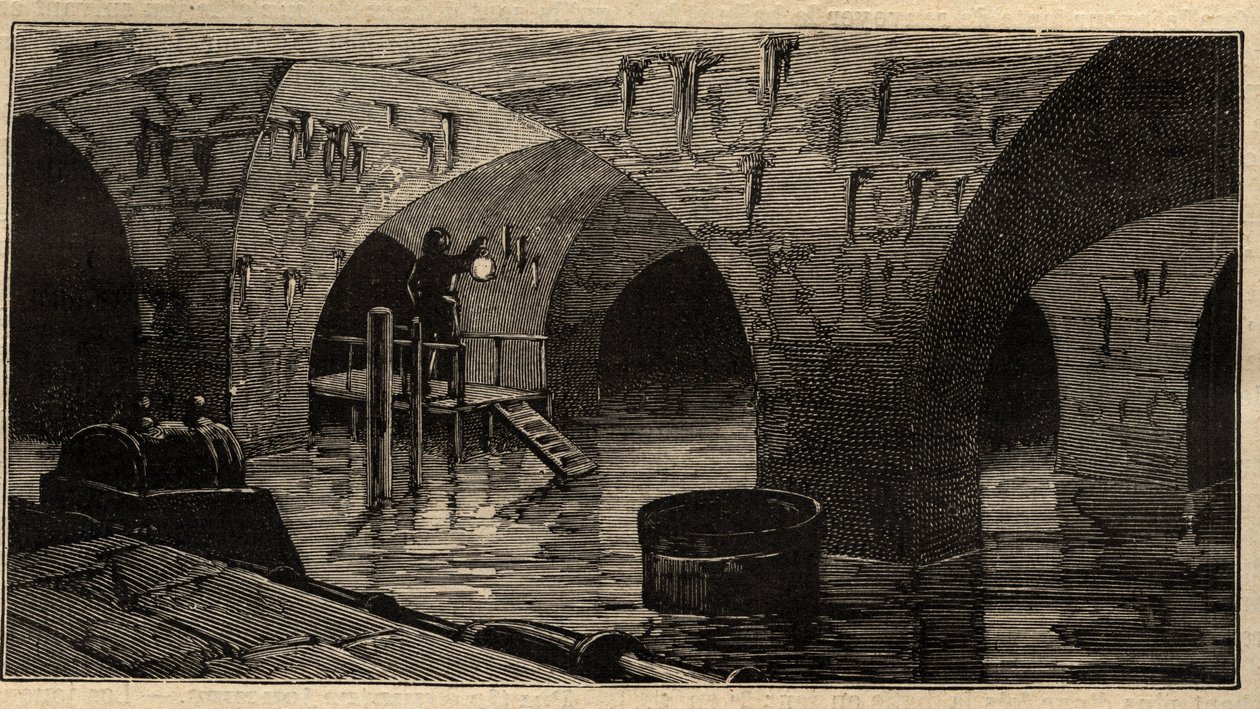 Menilamount Rezervuarı - Paris - 1890 - 1890 gravürü by Anonymous Anonymous