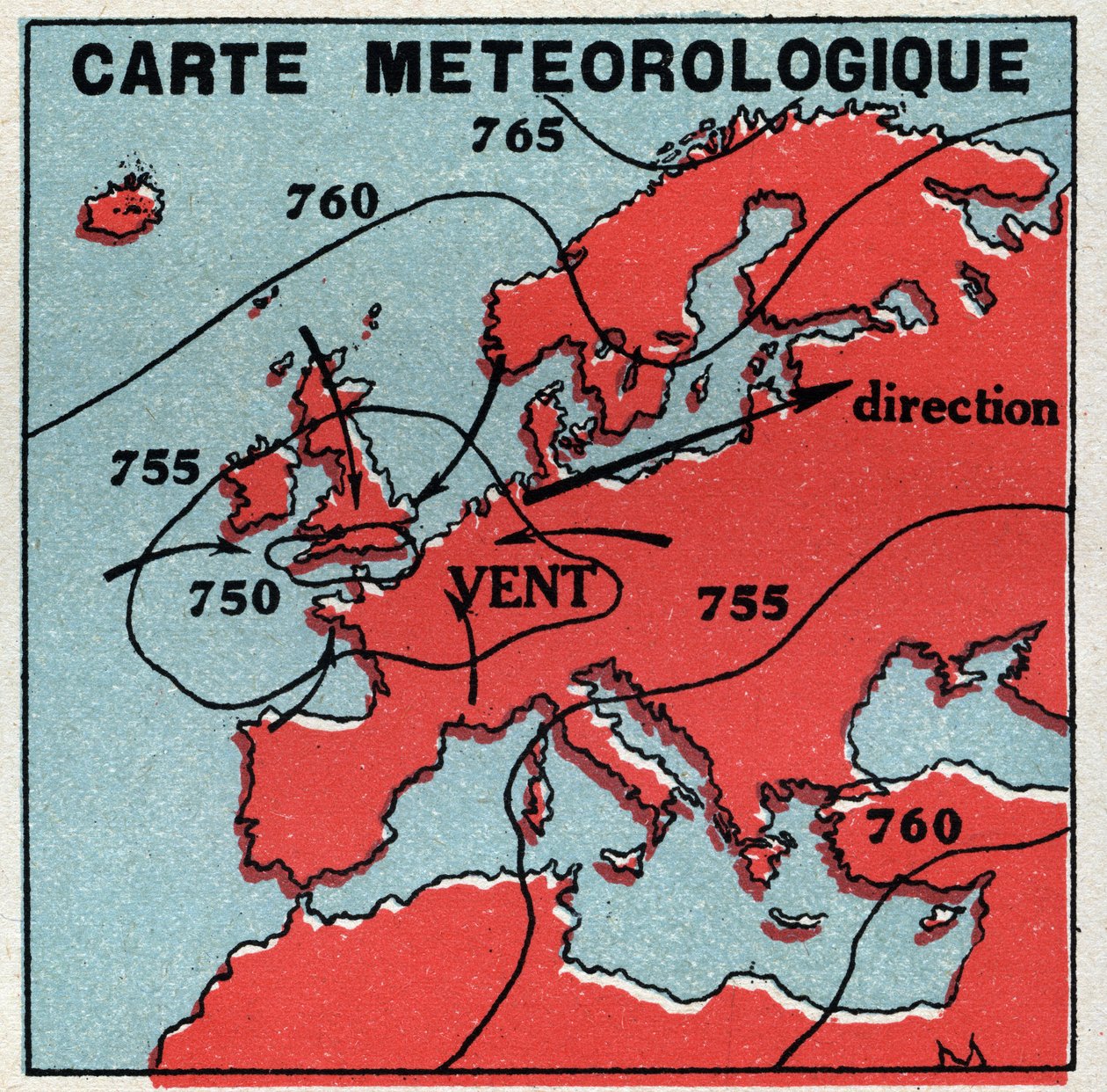 Meteoroloji: meteorolojik harita. 1925
