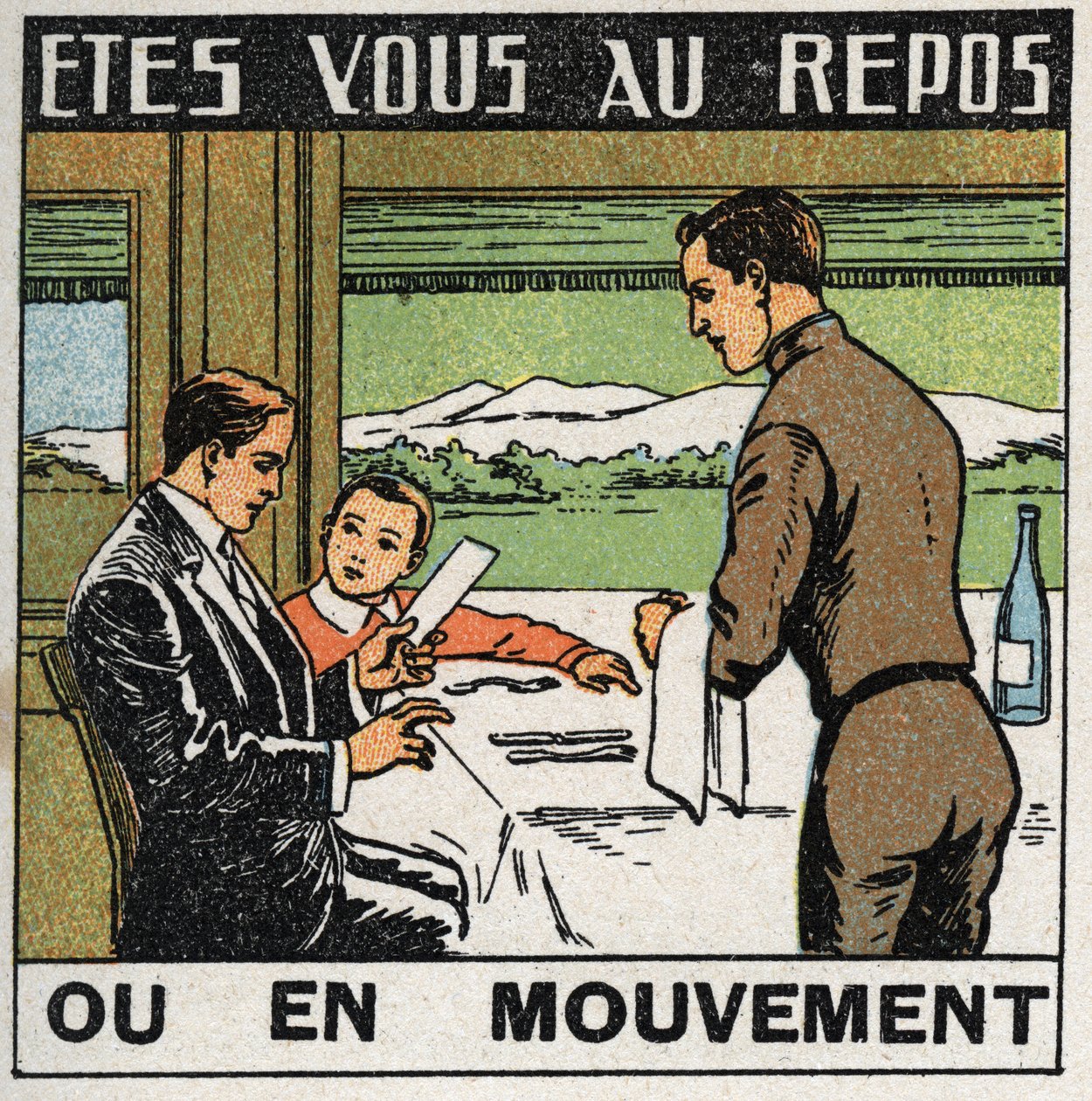 Hareketler: Bir trenin restoranında, tren ilerlerken yolcuların hareket etmediği sahne. 1925