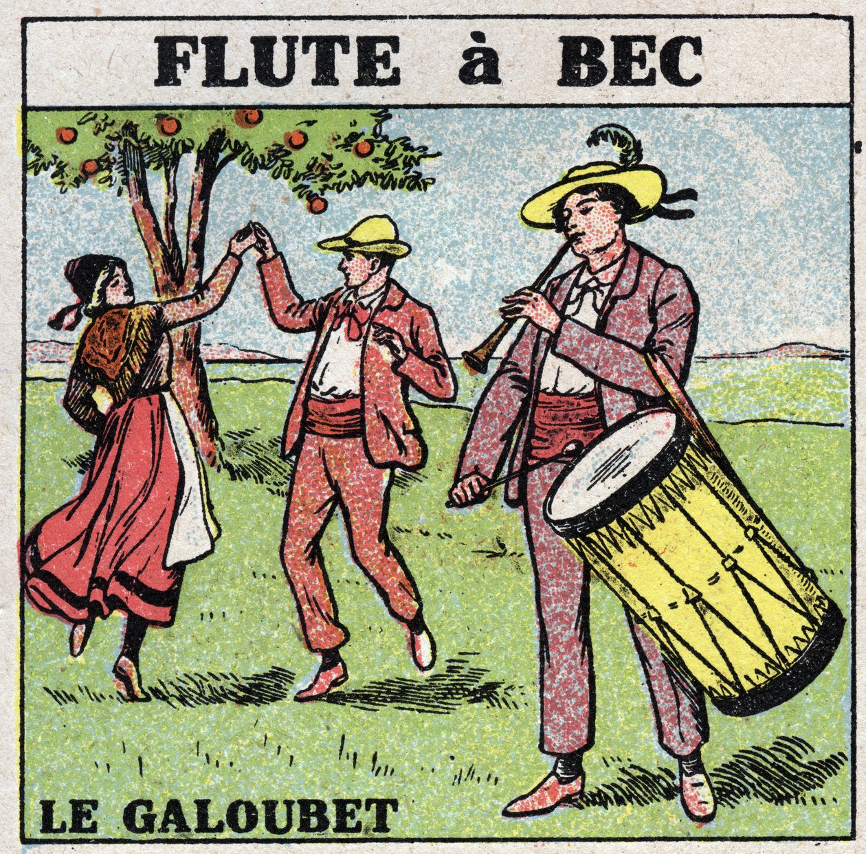 Müzik aletleri: üflemeli çalgılar. Galubet oyuncusu (gaga flüt). 1925