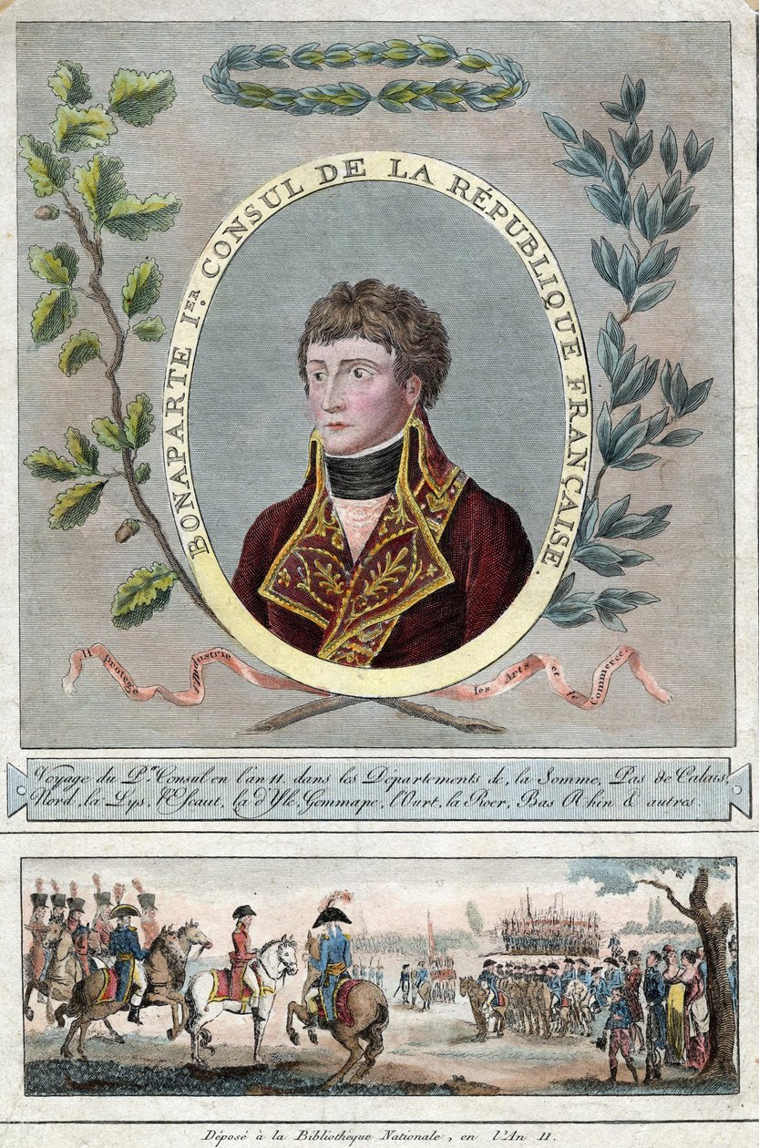 Napolyon Bonapart Fransa'nın İlk Konsolosu - Anonim - 1802 - Gravür, suluboya - 28,1x17,9 - Özel Koleksiyon by Anonymous Anonymous