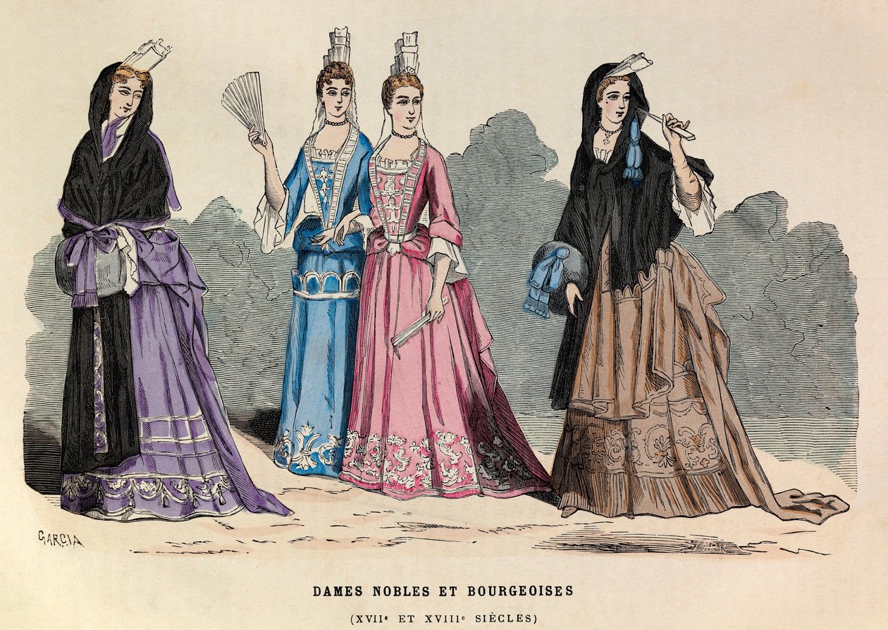 17. ve 18. yüzyılda asil ve burjuva bayan kostümleri - Noblewoman 17. yüzyıl - özel koleksiyon by Anonymous Anonymous