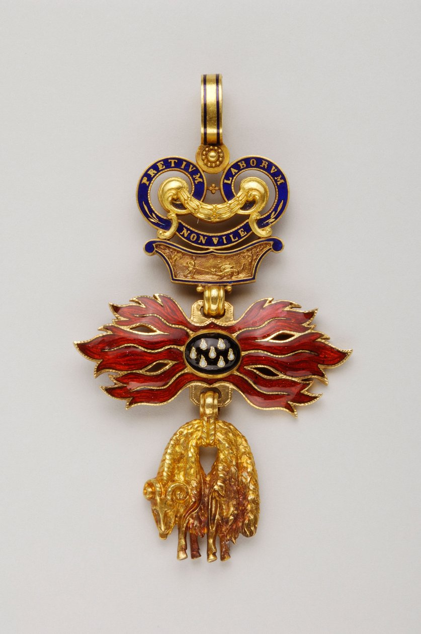 Altın Post Nişanı: Avusturya Altın Postu - Küçültülmüş rozet - 1850-1900 - Altın ve emals - Y 6,2 cm; Genişlik 4,1 cm; Ağırlık: 20 g - Özel koleksiyon by Anonymous Anonymous