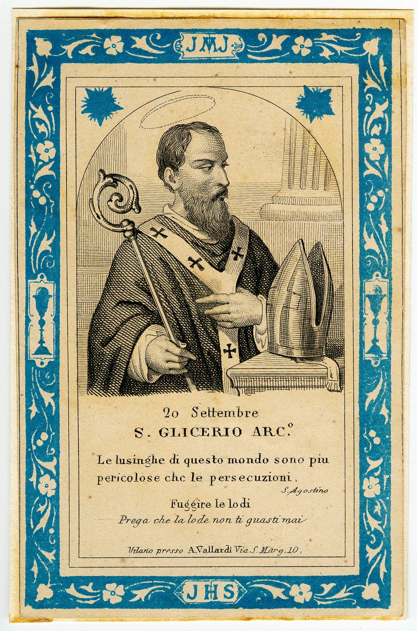 Dindar görüntü: San Glicerio (gravür) by Anonymous Anonymous
