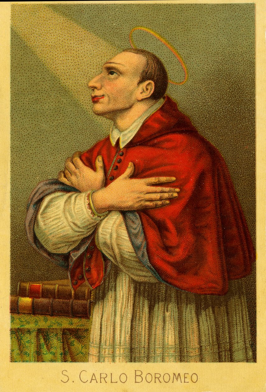 Dindar görüntü: Charles Borromeo Milano kardinal başpiskoposu (kromolitografi) by Anonymous Anonymous
