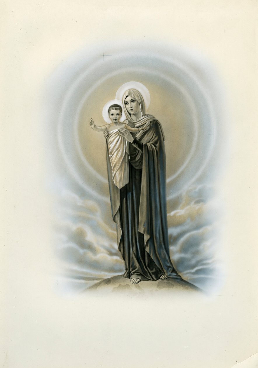 Dindar görüntü: Bakire ve çocuk (gravür) by Anonymous Anonymous