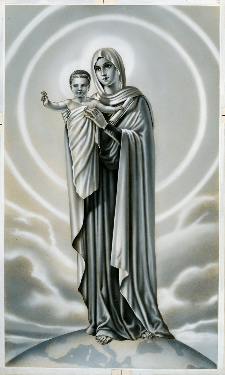 Dindar görüntü: Bakire ve çocuk (gravür) by Anonymous Anonymous