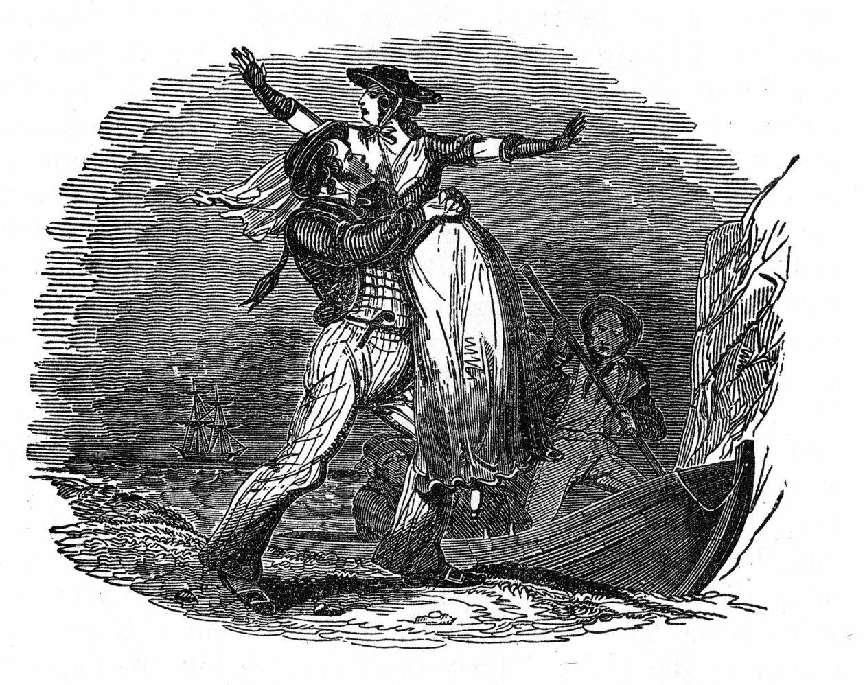 Korsan Charles Gibbs, Hollandalı bir kızı gemisinden alır (19. yüzyılın başlarında). “Korsan kendi kitabı” 1837 gravürü. by Anonymous Anonymous