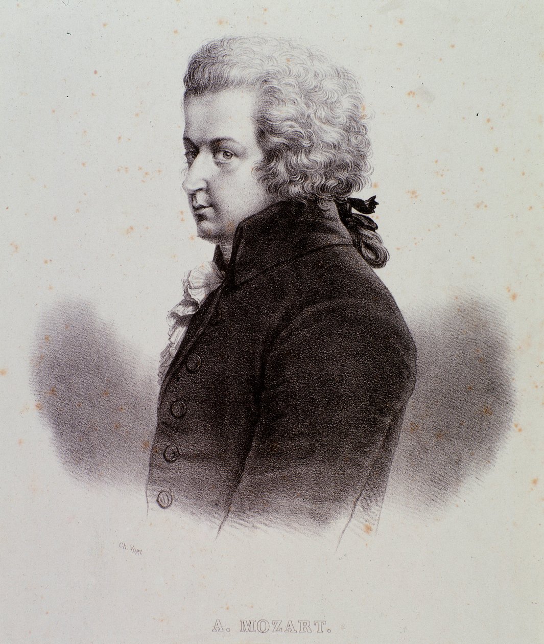Avusturyalı besteci Wolfgang Amadeus Mozart'ın (1756-1791) portresi gravür. 19. yüzyıl. Milano özel koleksiyonu by Anonymous Anonymous