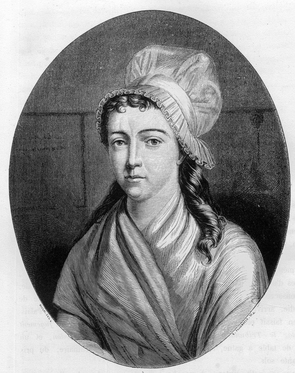 Charlotte Corday'in Portresi (1768 - 1793) - Dupray de La Maherie'nin “Le Livre Rouge - Histoire De L'echafaud en France”daki 1863 tarihli gravür. Özel koleksiyon. by Anonymous Anonymous