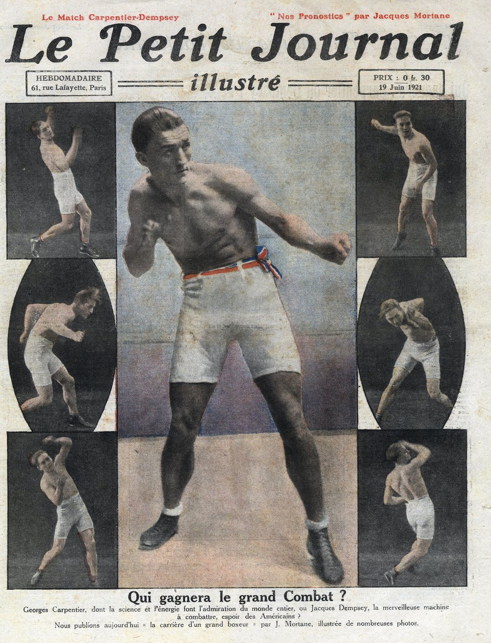 Dünya Şampiyonu unvanı için Amerikalı boksör Jack Dempsey ile mücadele edecek Fransız boksör Georges Carpentier