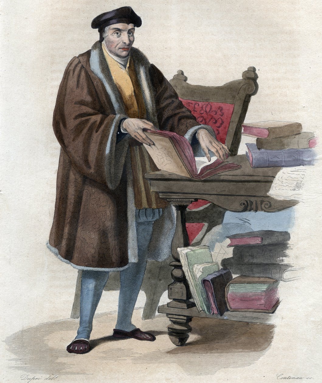 Guillaume Bude (Budee) (Budaeus) (1467-1540), Fransız bilgin portresi. Edmond Mennechet