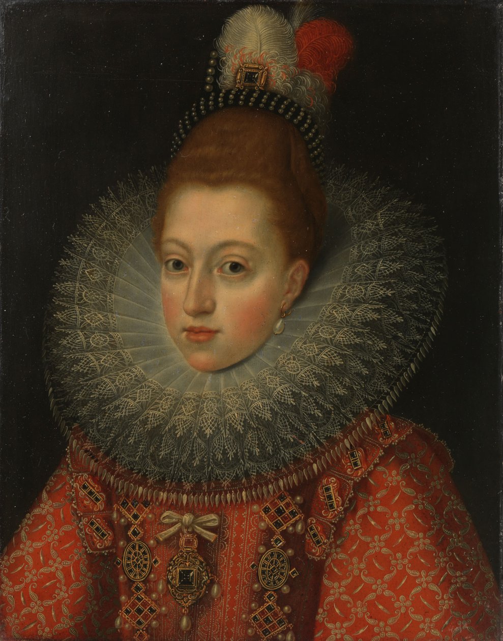 Avusturya Margaret'inin portresi (1584-1611) İspanya Kraliçesi, 1600 civarı (bakır üzerine yağlıboya) by Anonymous Anonymous