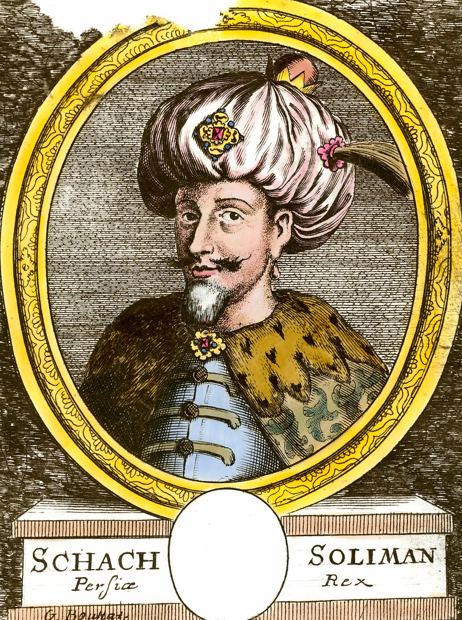 Kanuni Sultan Süleyman (Süleyman) Portresi (1494-1566), 18. yüzyıl padişahı Osmanlı Gravür. Özel koleksiyon by Anonymous Anonymous
