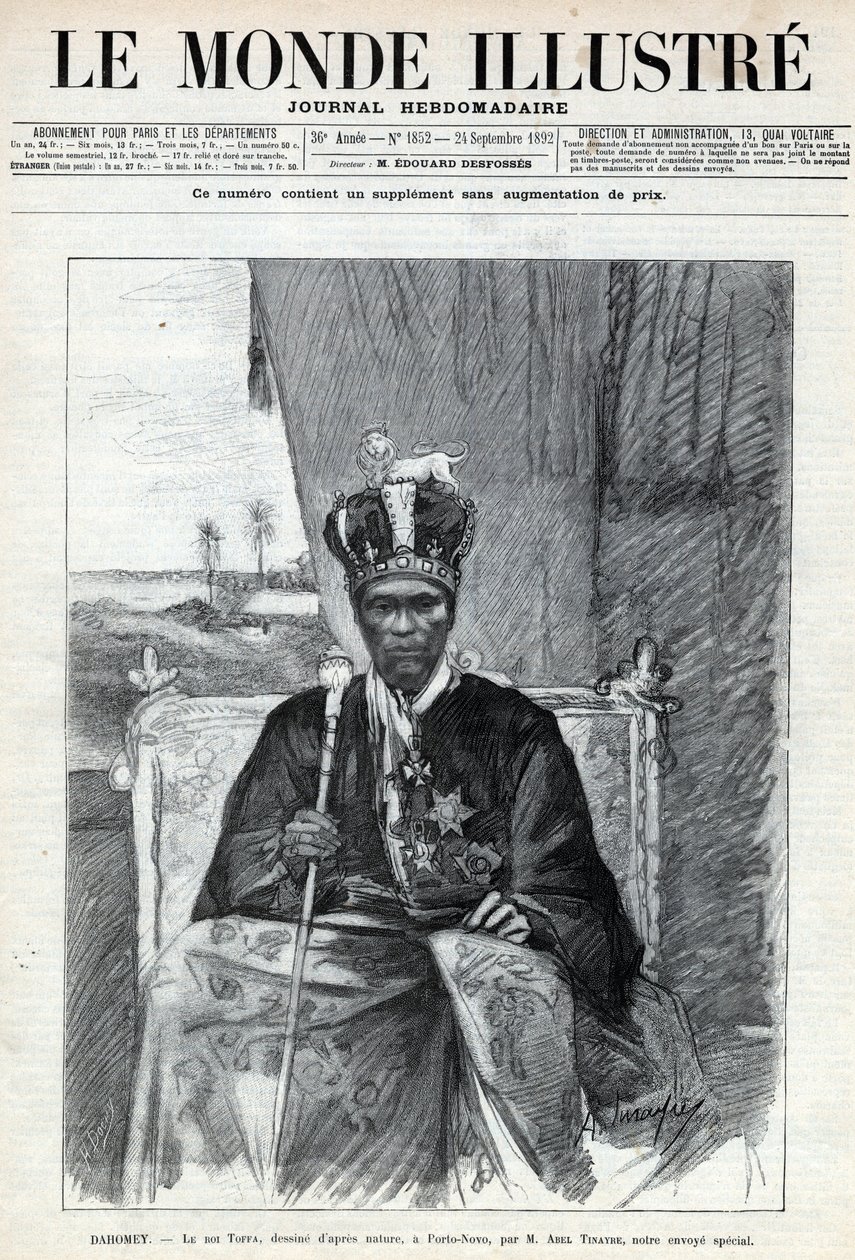 Tofa I (Toffa) (1850-1908 dolaylarında), Dahomey (Benin) kralının Porto Novo