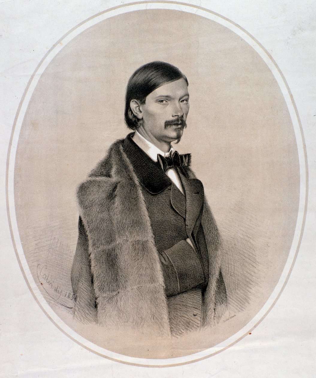 İtalyan orkestra şefi, kontrbas müzisyeni ve besteci Giovanni Bottesini'nin portresi (Çizim 1858) by Anonymous Anonymous
