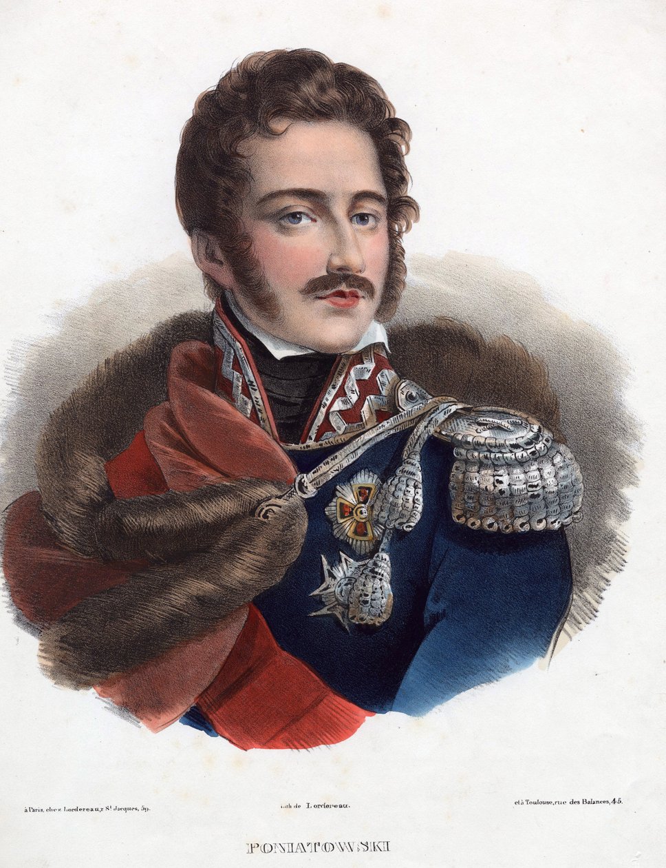 Prens Jozef Poniatowski - Anonim - 1835 - Taşbaskı, suluboya - 32x24 - Özel Koleksiyon by Anonymous Anonymous