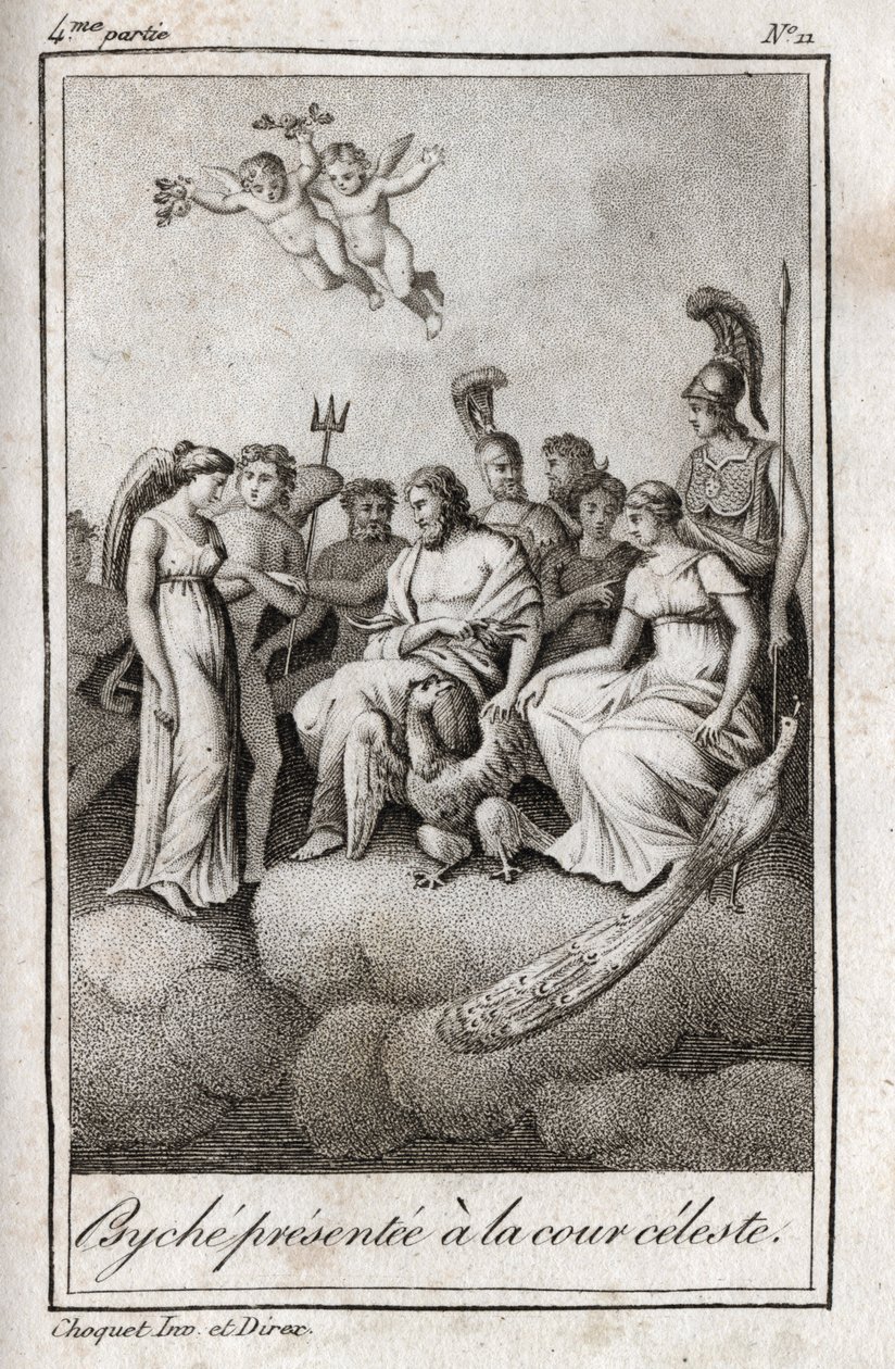 Psyche, Göksel Mahkemeye sunuldu. Charles Albert Demoustier (1760-1801) tarafından "Lettres a Emilie sur la mitolojisinde" 1819