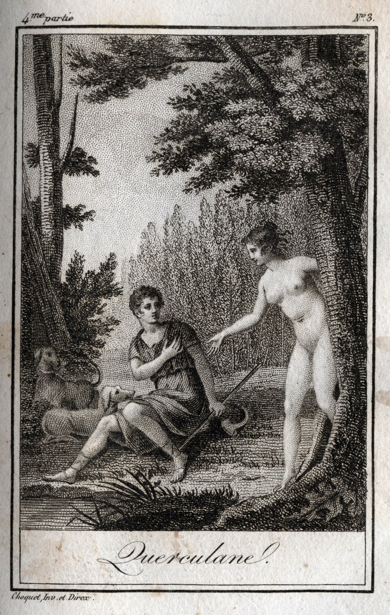 QUERCULANES, periler, kanal koruyucular. Charles Albert Demoustier (1760-1801) tarafından "Lettres a Emilie sur la mitolojisinde" 1819