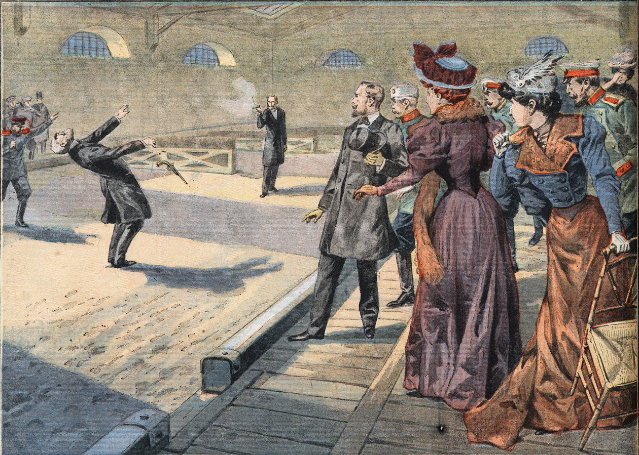 Rus generaller Smyrnoff ve Fock bir düelloda savaşır. “Le Petite Parisien” gazetesinden gravür, 5/04/1908. Özel koleksiyon. by Anonymous Anonymous