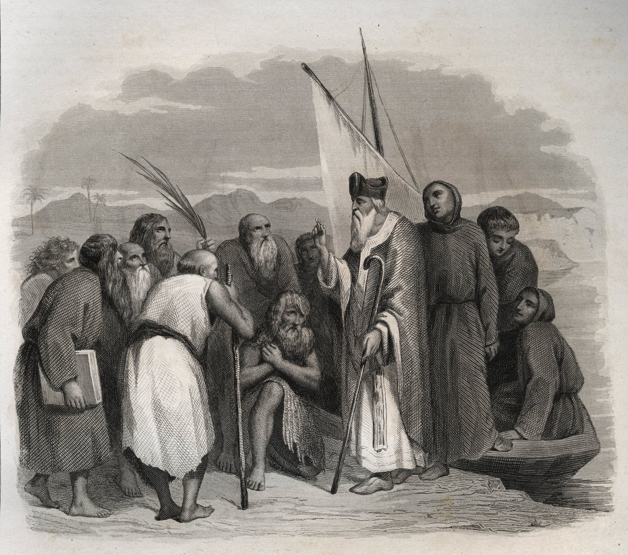 İskenderiyeli Aziz Athanasius (Büyük Athanasius) (295-373) Mısır soliterlerini ziyaret ediyor. 1846