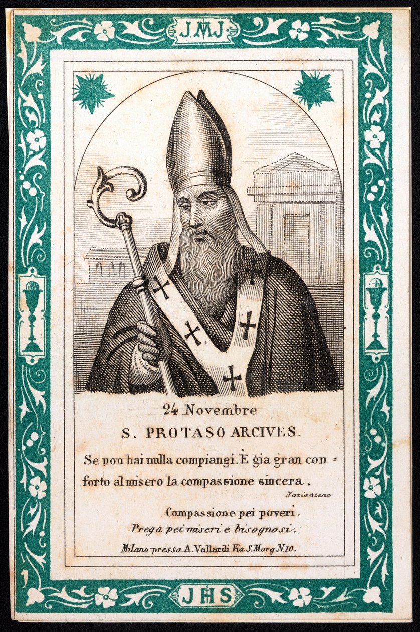 Aziz protais, Milan Dindar imajının arifesi. Kartpostal. 20. yüzyılın başı. Özel koleksiyon by Anonymous Anonymous