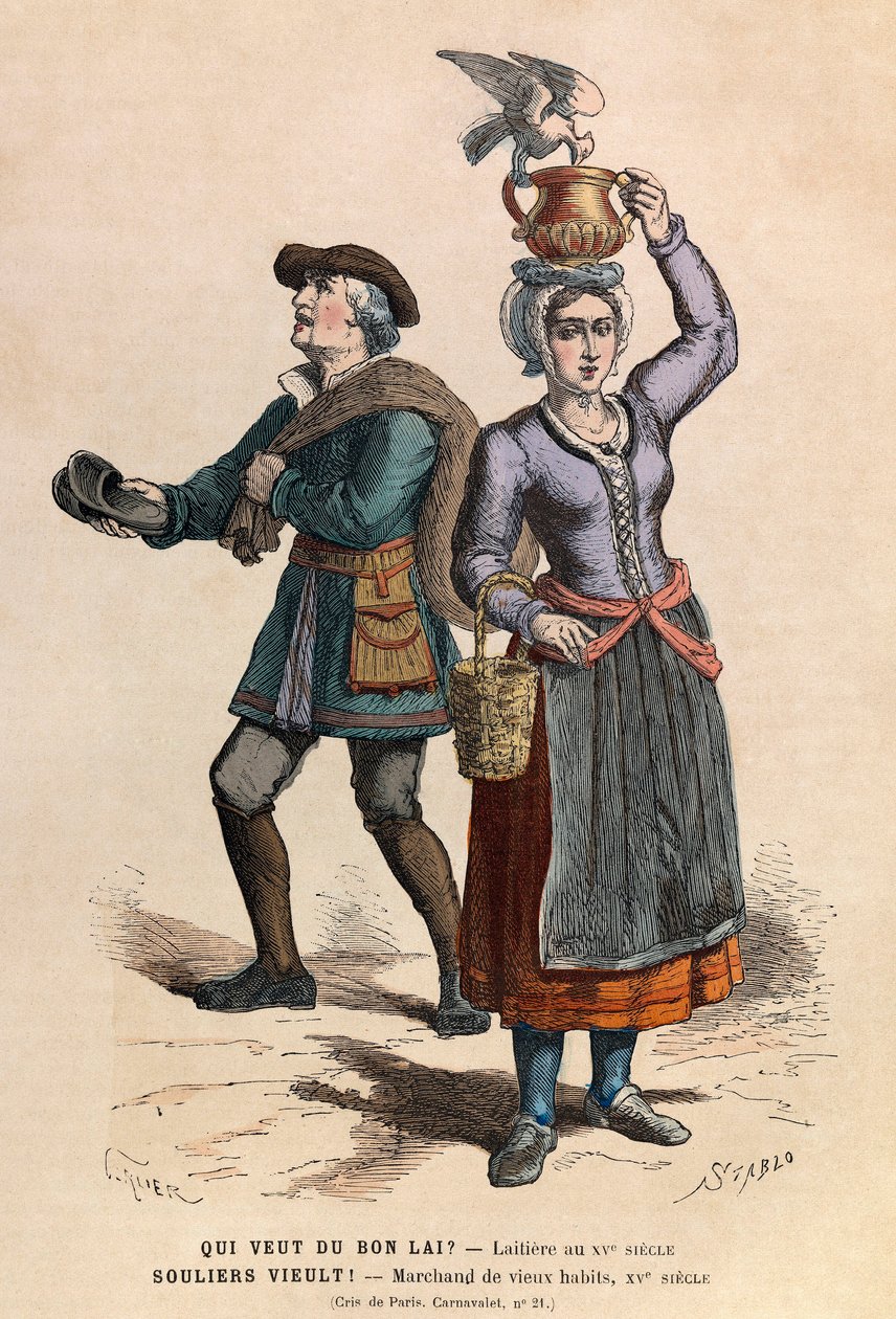 Sellers of milk and second hand clothes 15th Century - private collection by Anonymous Anonymous