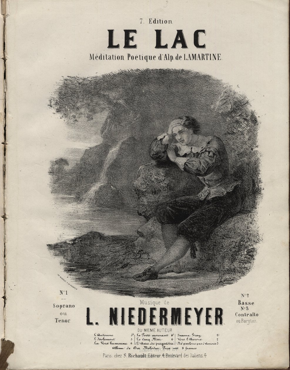 “” Le Lac “” için notalar Meditasyon Şiiri Alphonse de Lamartine, Müzik Abraham, Louis Niedermeyer Özel Koleksiyon. by Anonymous Anonymous
